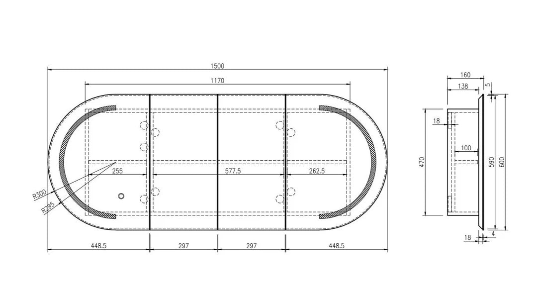 Mercio Athena Matt White Oval LED Shaving Cabinet 900 | 1200 | 1500mm