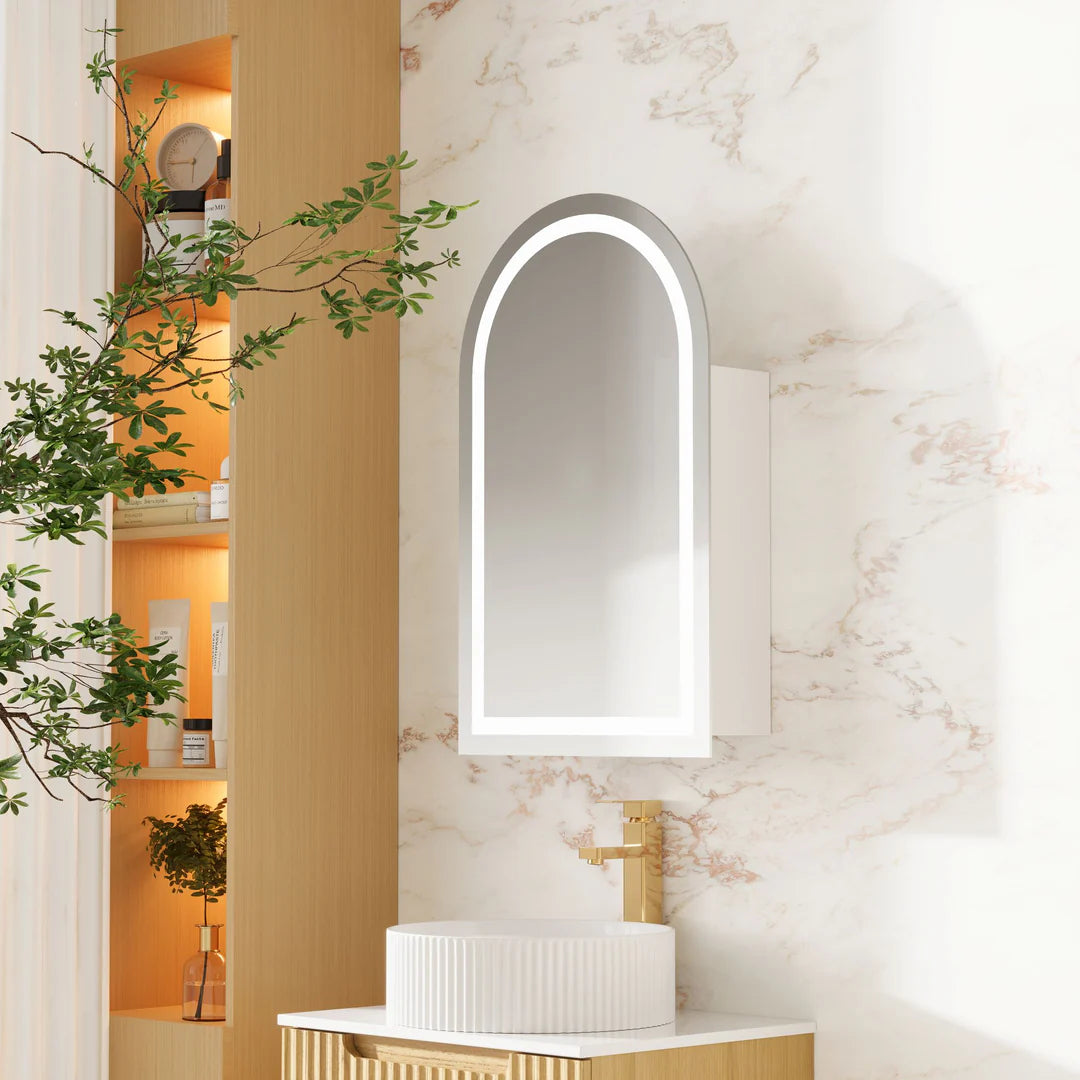 Mercio Athena Matt White LED Arch Shaving Cabinet 500*900mm