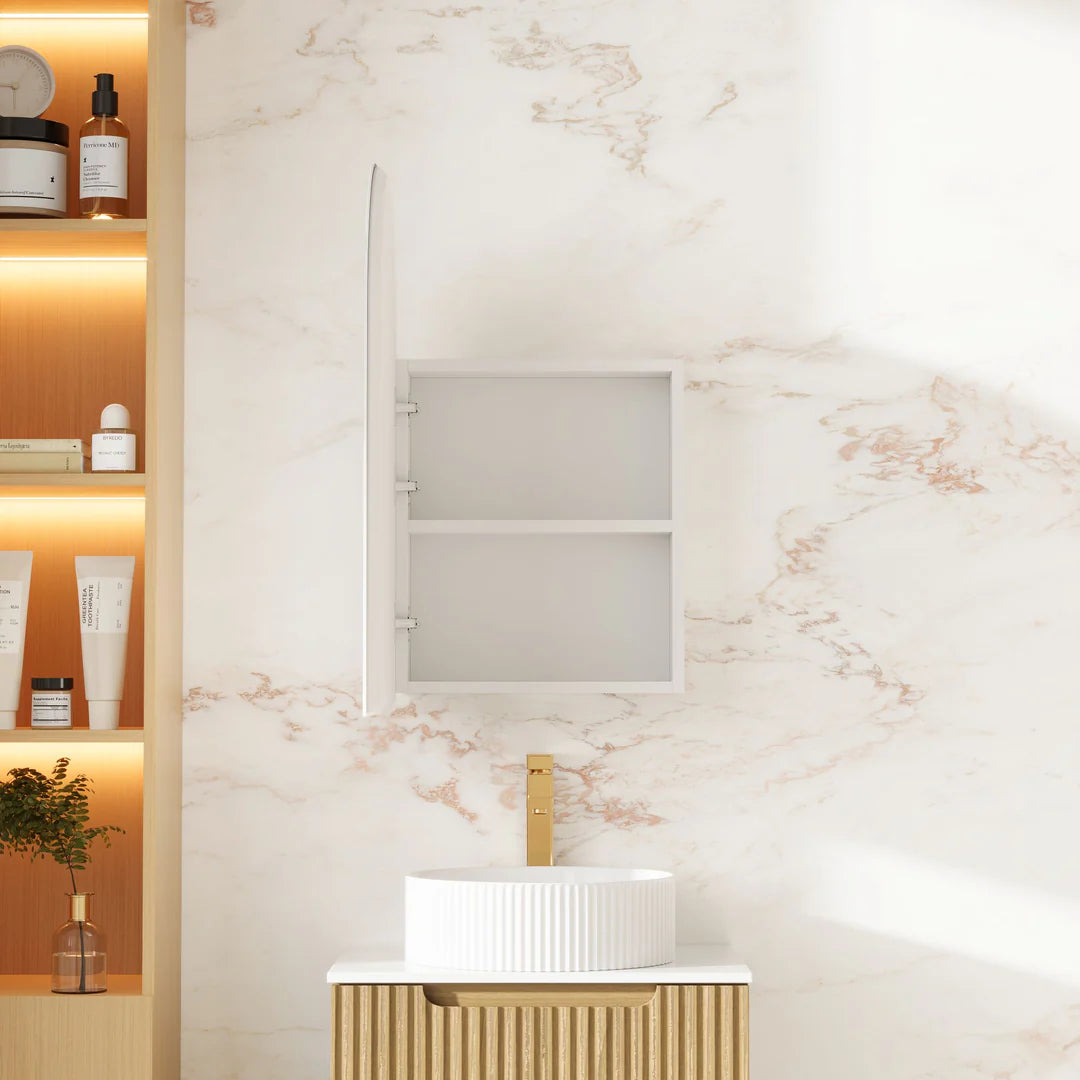 Mercio Athena Matt White LED Arch Shaving Cabinet 500*900mm