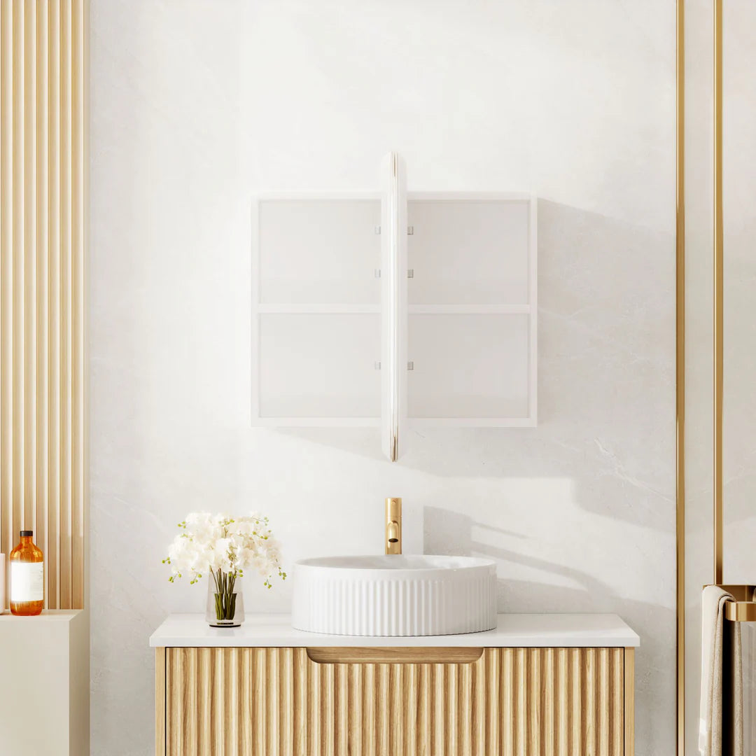 Mercio Athena Matt White Oval LED Shaving Cabinet 900 | 1200 | 1500mm