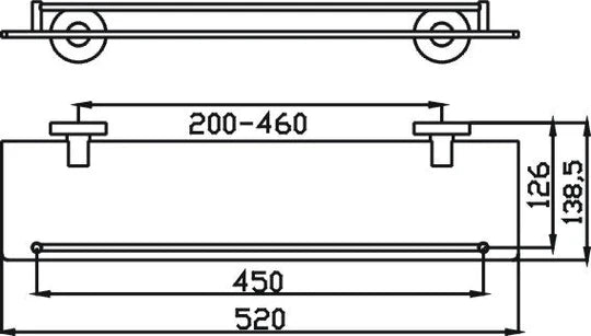 HELLYCAR IDEAL Glass Shelf 520mm | Chrome, Brushed Nickel, Brushed Gold, Matte Black, Brushed Gun Metal, Rose Gold