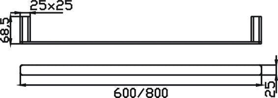 HELLYCAR ELEGANT Single Towel Rail | 600mm, 800mm | Chrome, Matte Black