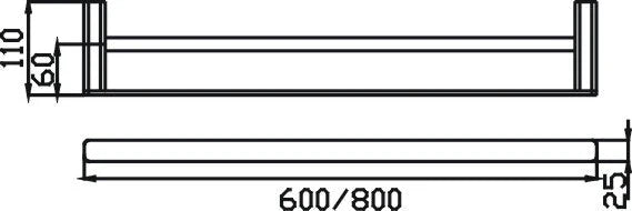 HELLYCAR ELEGANT Double Towel Rail | 600mm, 800mm | Chrome, Matte Black