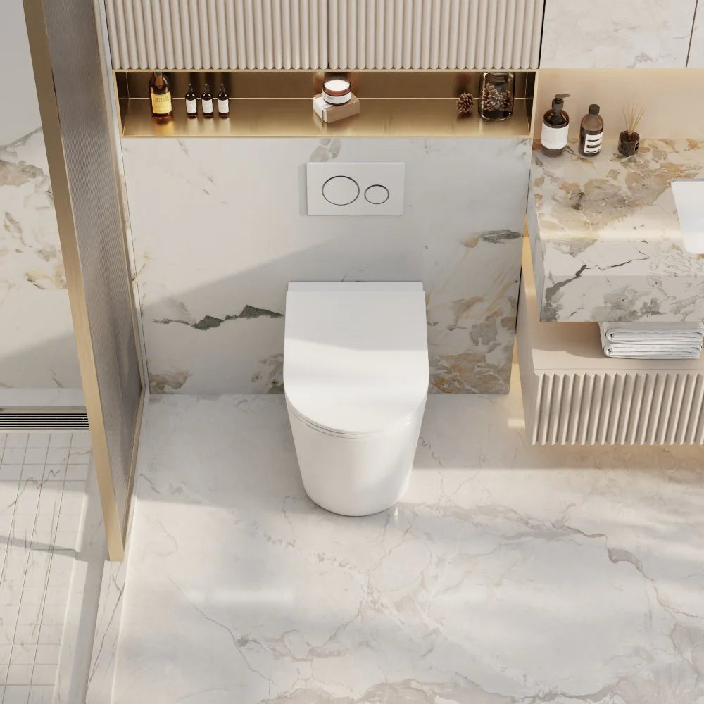 Mercio Zara99 Rimless Flush Gloss White Wall-Faced Floor Pan