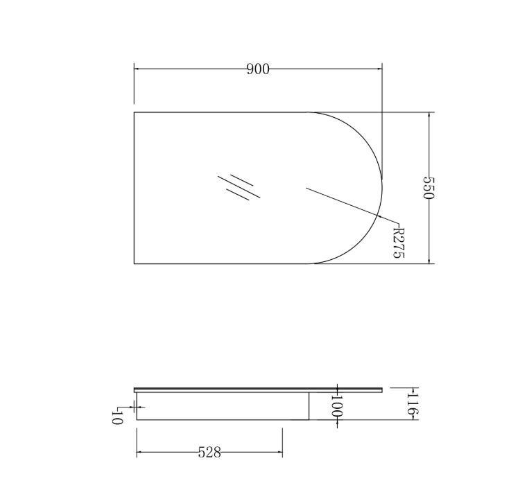 Infinity Bianco Arch Plywood Shaving Cabinet – 550 × 900mm (Matt White / Matt Black)