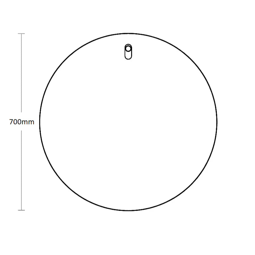 Round bathroom mirror 700mm diameter, minimalist design, Secasa Home product diagram