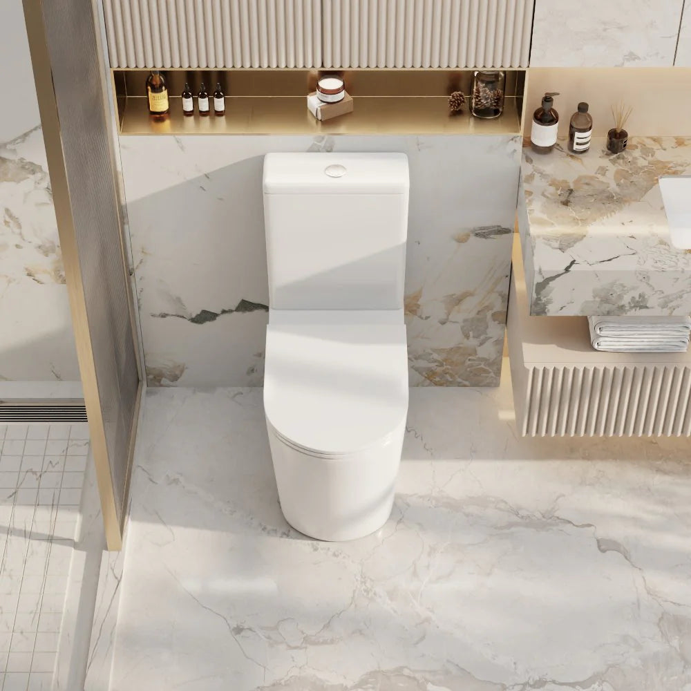 Mercio London Rimless Flush Back to Wall Gloss White Toilet Suite