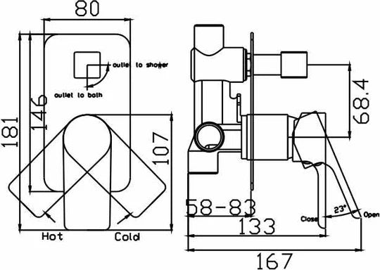 Hellycar TAPART BATEAU Wall Mixer with Diverter | Chrome, Brushed Gun Metal, Brushed Nickel, Brushed Gold