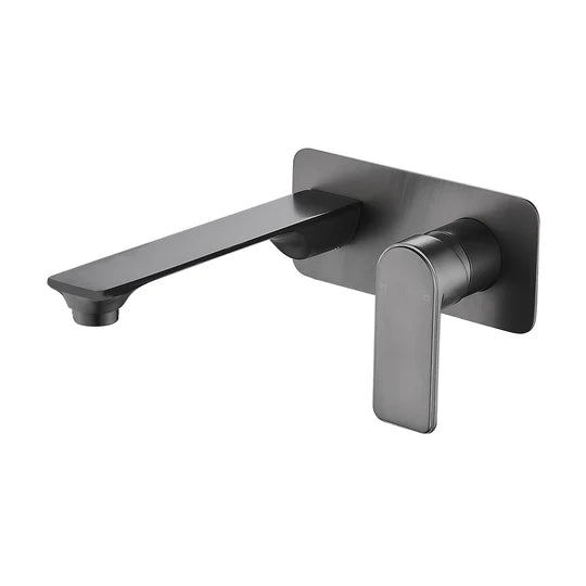 Modern matte black wall-mounted bathroom tapware from Secasa Home, sleek rectangular design