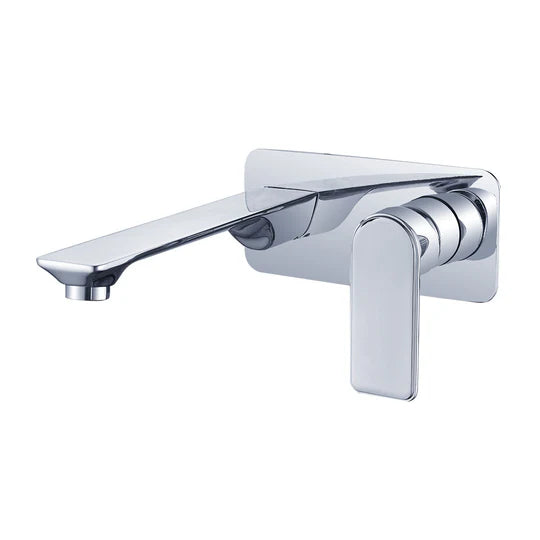 Modern chrome wall-mounted bathroom tapware with minimalist design from Secasa Home