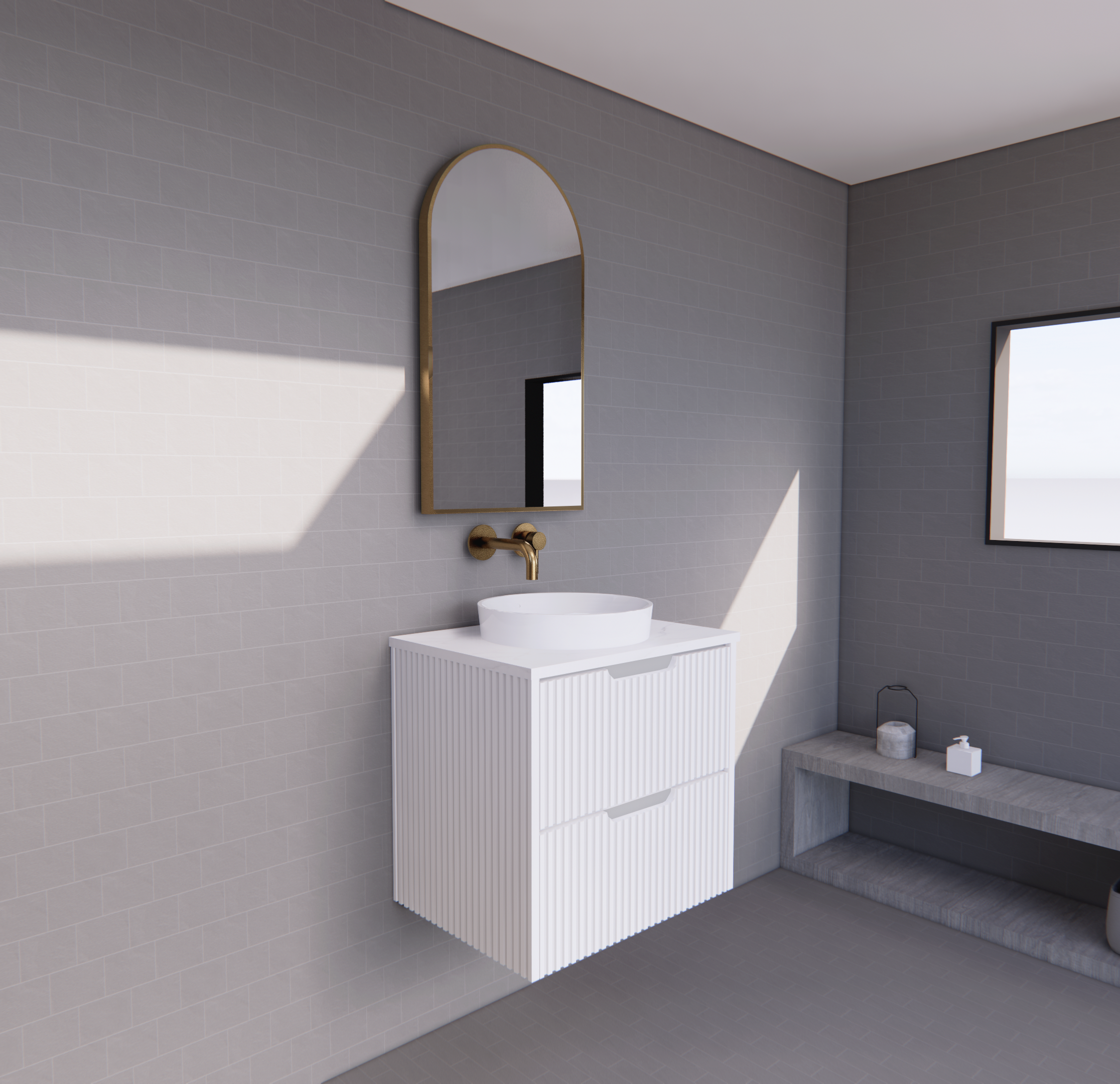 RIVA Bali Wall Hung Vanity – Matt White Fluted | 600–1500mm