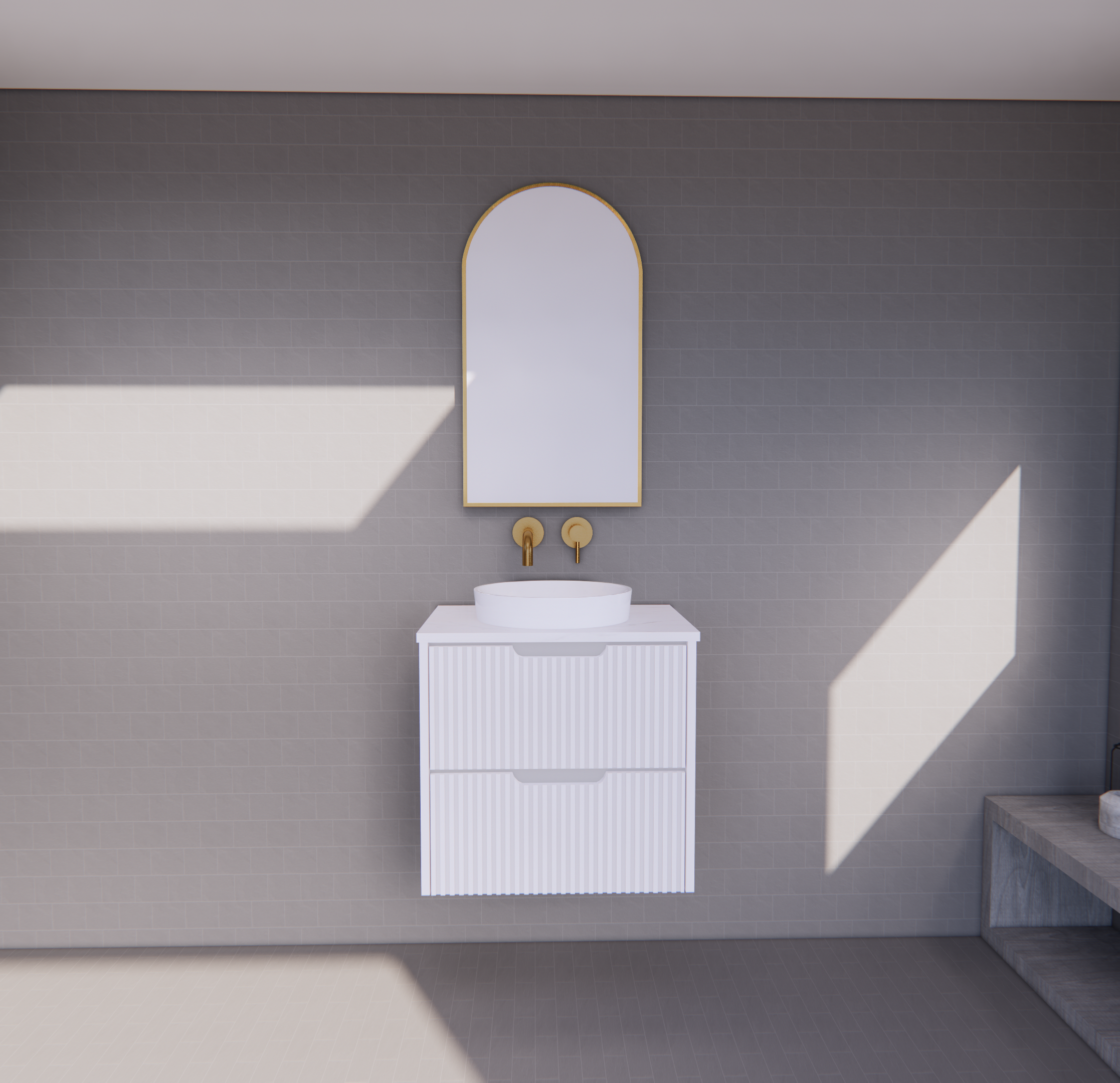 RIVA Bali Wall Hung Vanity – Matt White Fluted | 600–1500mm