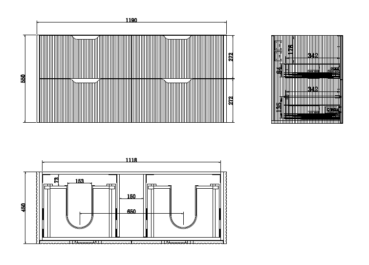 RIVA Bali Wall Hung Vanity – American Oak Fluted | 600–1500mm