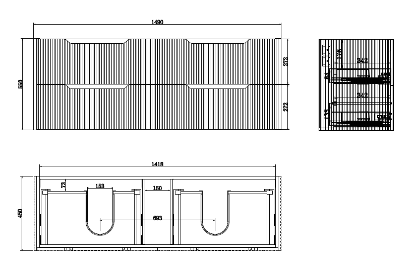 RIVA Bali Wall Hung Vanity – White Oak Fluted | 600–1500mm