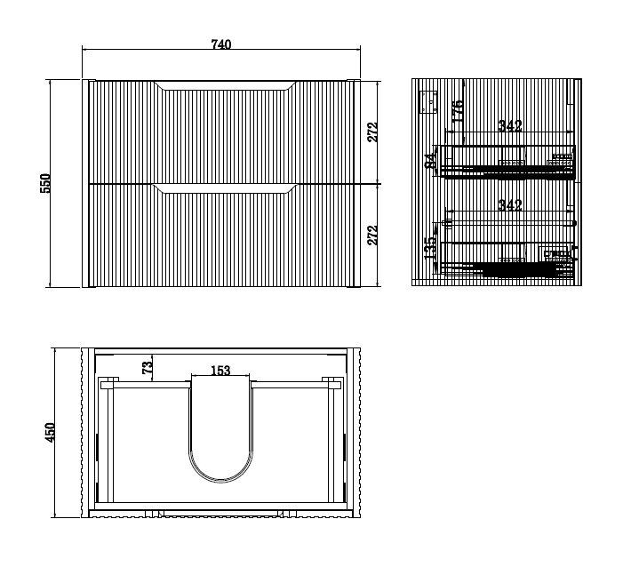 RIVA Bali Wall Hung Vanity – White Oak Fluted | 600–1500mm