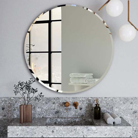 ABS Frameless Round Bevel Edge Wall Mounted Mirror | 600×600mm, 800×800mm