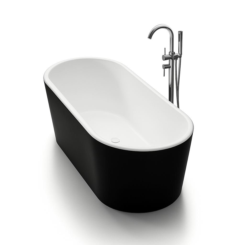 Broadway FS12 Freestanding Bath – Modern Oval Design | Gloss White or Black Exterior | 1500 & 1700mm