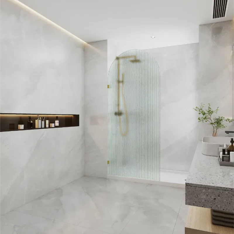 Covey Frameless Walk-In Top Arch Fluted Glass Shower Screen Panel (700–1000mm)