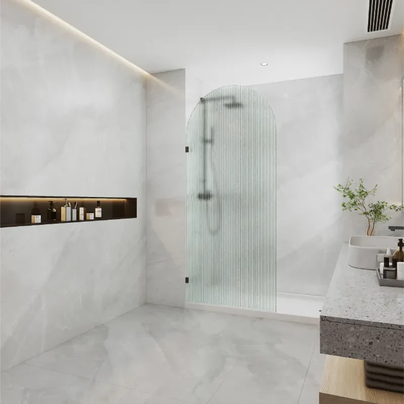 Covey Frameless Walk-In Top Arch Fluted Glass Shower Screen Panel (700–1000mm)