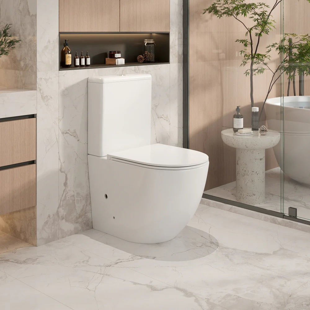 Mercio Cera Rimless Flush Back to Wall Gloss White Toilet Suite