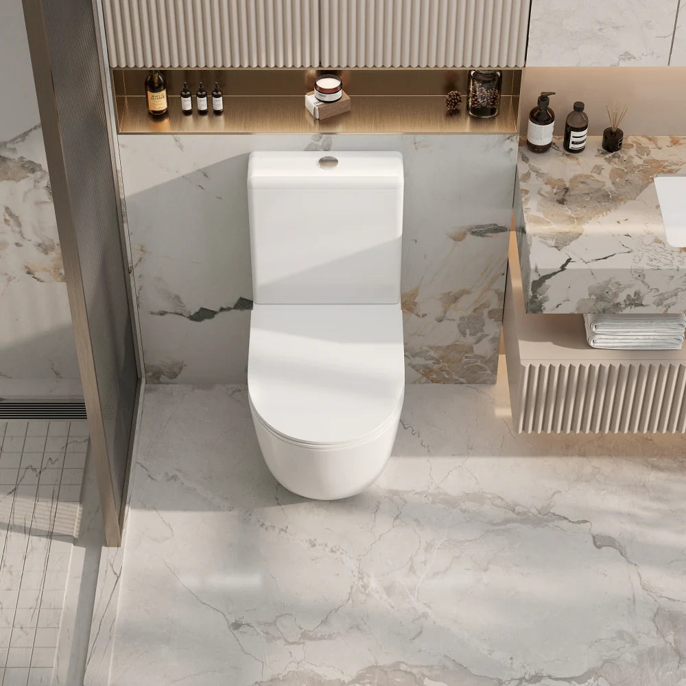 Mercio Cera Rimless Flush Back to Wall Gloss White Toilet Suite