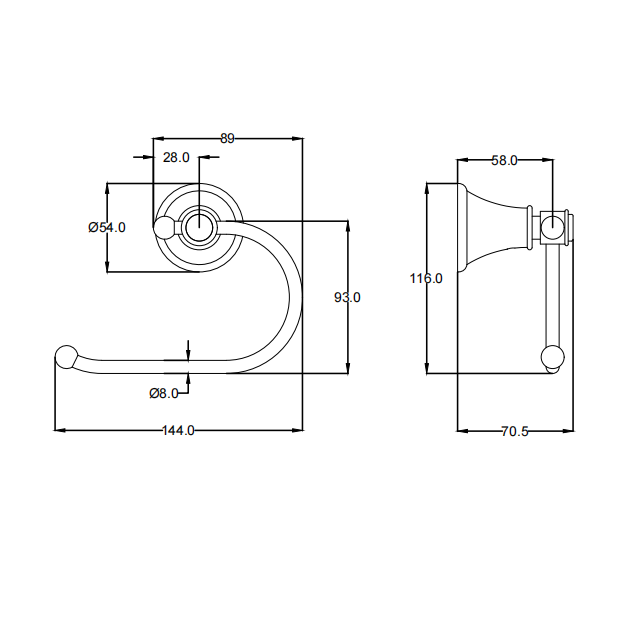 IKON CLASICO Toilet Roll Holder | Chrome, Brushed Nickel, Matte Black, Brushed Gold