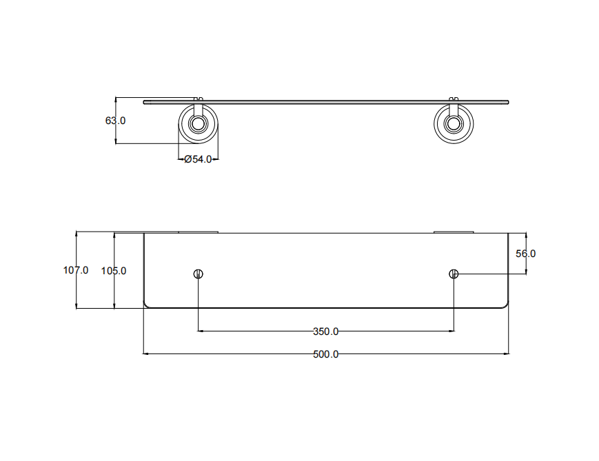 IKON CLASICO Glass Shelf | Chrome, Brushed Nickel, Matte Black, Brushed Gold