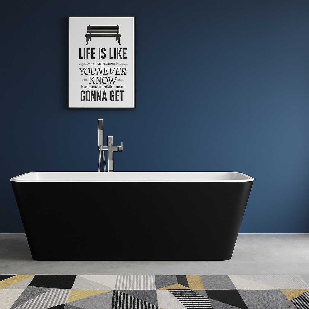 BROADWAY CUBICA FREE STANDING RECTANGLE BATH GLOSS WHITE 980MM, 1050MM, 1200MM, 1400MM, 1500MM , 1700MM