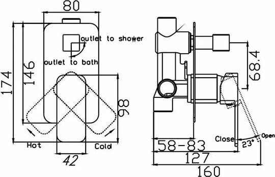 Hellycar ELEGANT Wall Mixer with Diverter | Chrome, Matt Black
