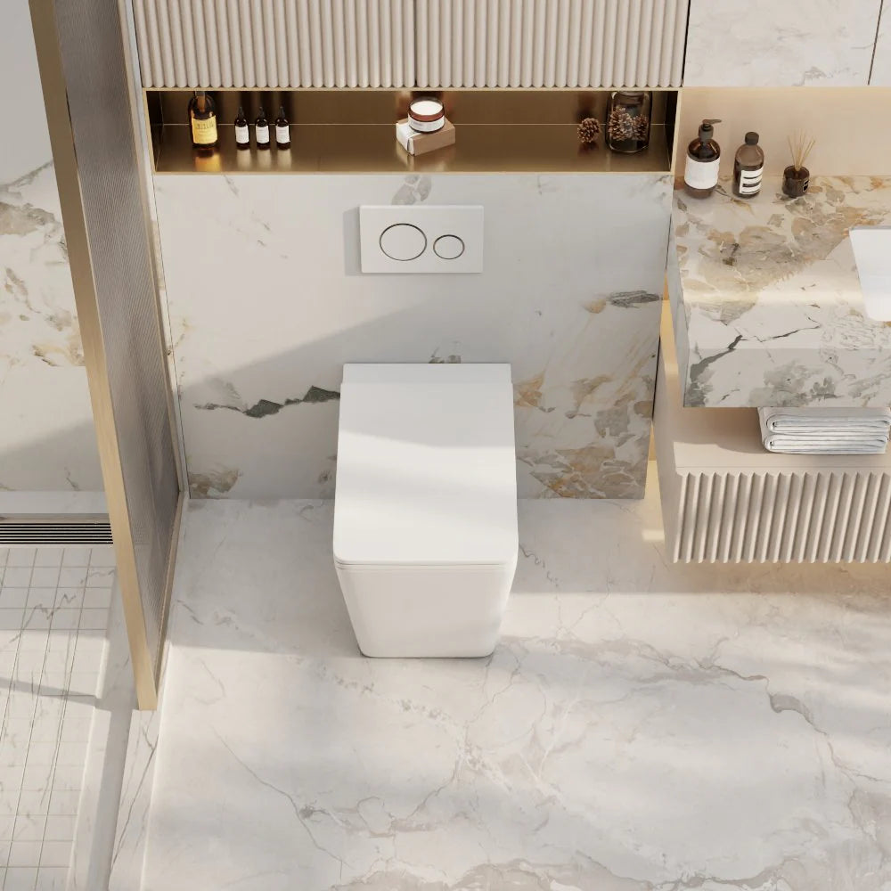 Mercio Enox99 Rimless Flush Gloss White Wall-Faced Floor Pan