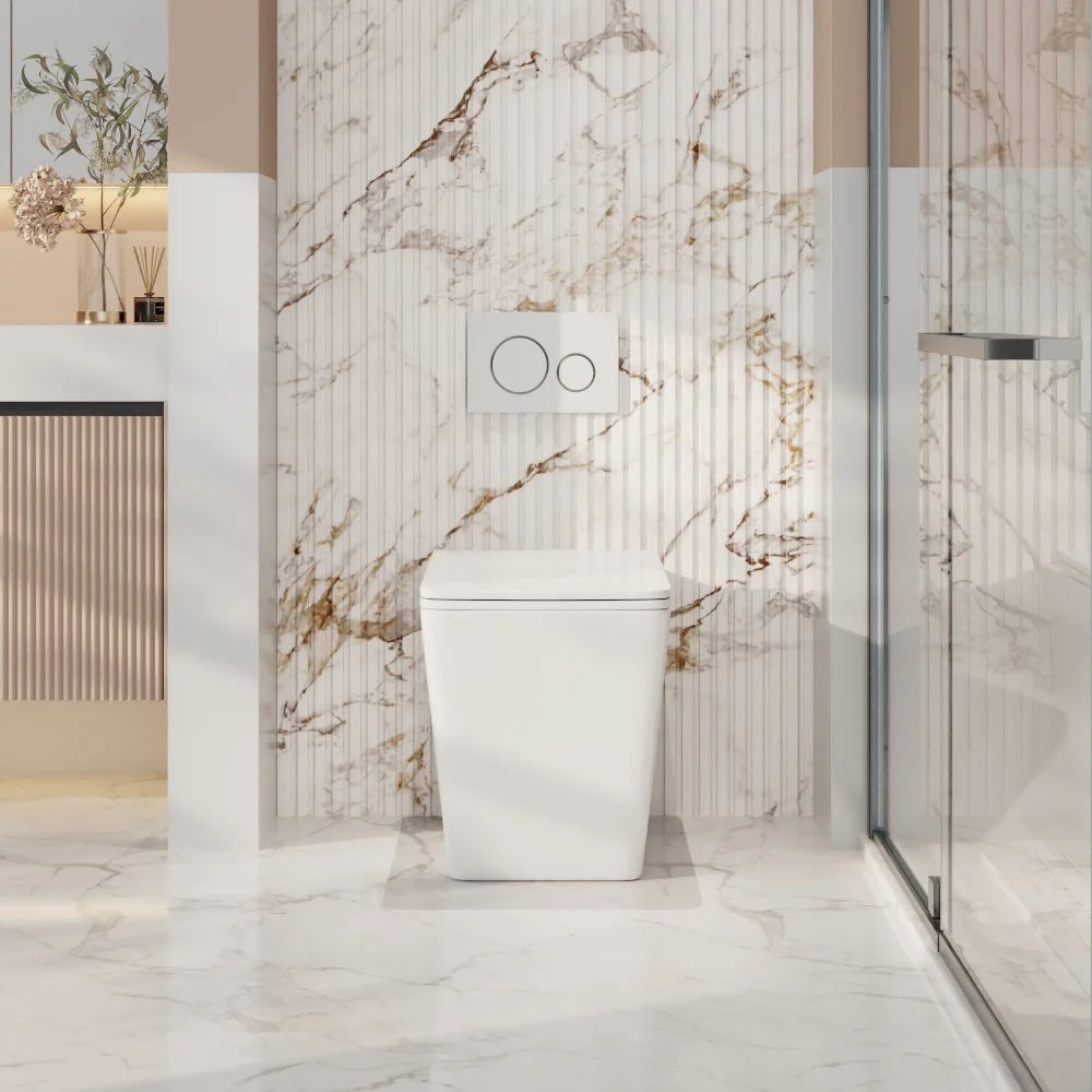 Mercio Enox99 Rimless Flush Gloss White Wall-Faced Floor Pan