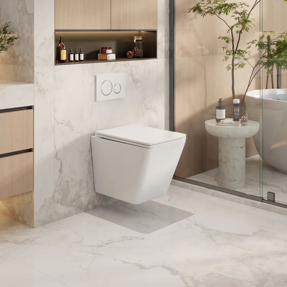 Mercio Enox66 Gloss White Rimless Flush Soft Close Seat Wall Hung Pan