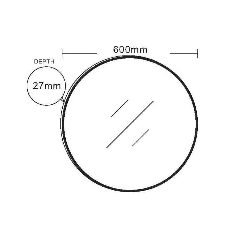 Mercio Aluminum Brushed Gold Framed Round Mirror  | 600mm / 750mm / 900mm