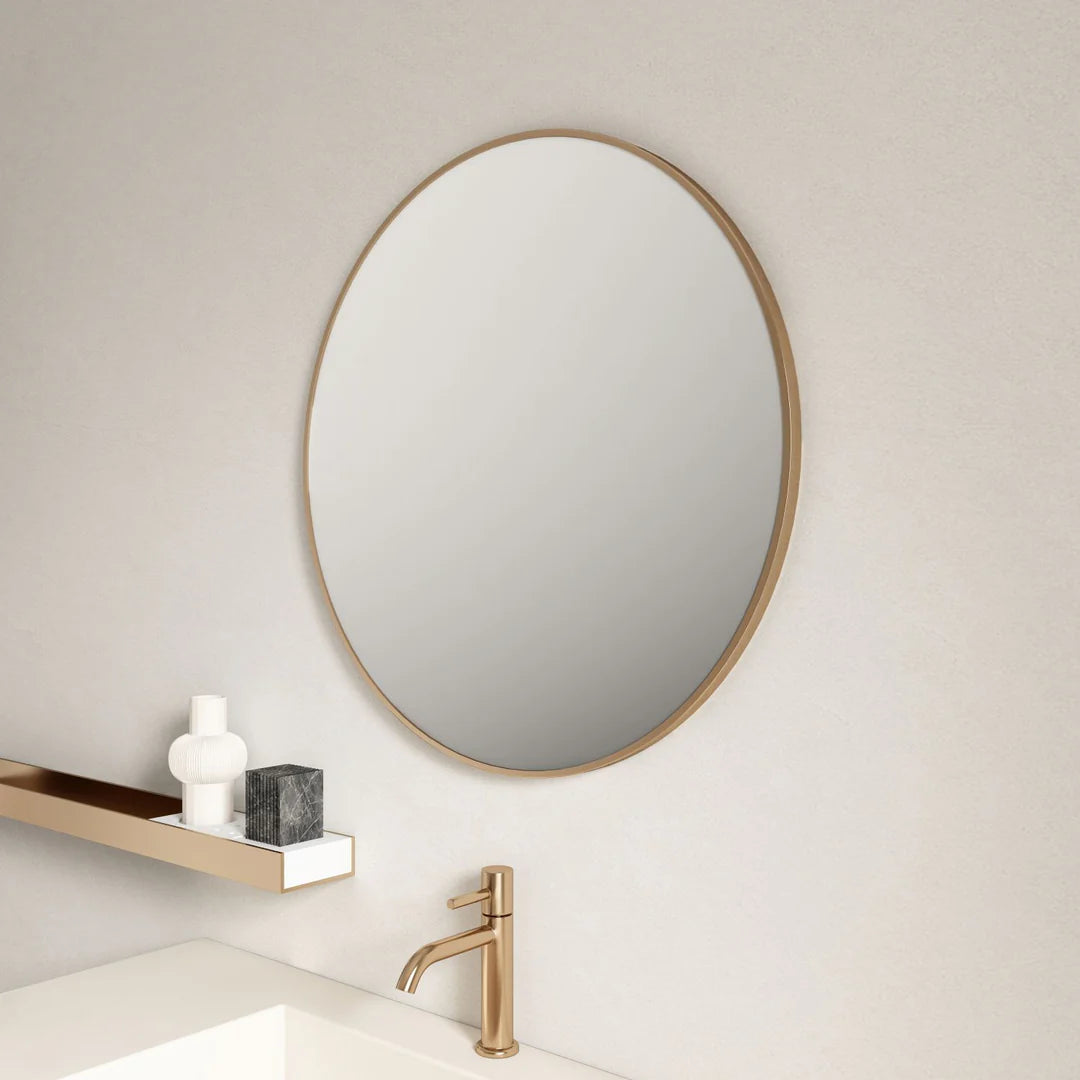 Mercio Aluminum Brushed Gold Framed Round Mirror  | 600mm / 750mm / 900mm