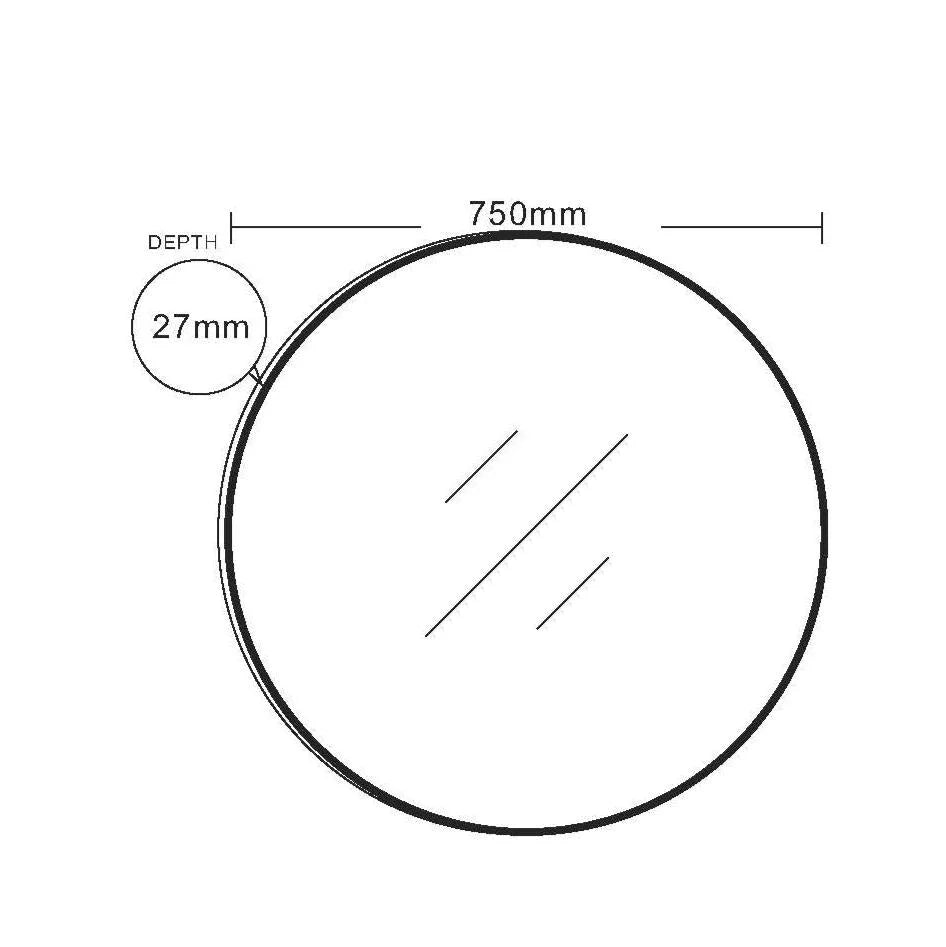 Mercio Aluminum Brushed Gold Framed Round Mirror  | 600mm / 750mm / 900mm
