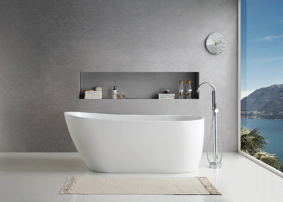 BROADWAY FS6 Freestanding Bath – Gloss White | Gloss Black Exterior with White Interior (1500mm & 1700mm)