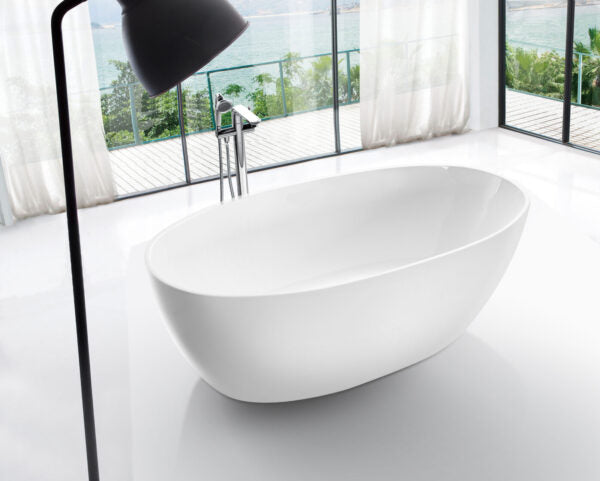 RIVA FANTA Freestanding Gloss White Acrylic Egg-Shaped Oval 1700mm Bathtub