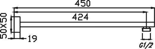 HELLYCAR ERIC Square Wall Shower Arm 450mm | Chrome, Matt Black