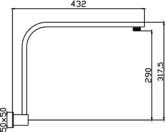 HELLYCAR ERIC Square Shower Arm 432mm | Chrome, Matt Black