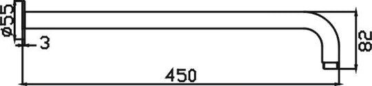 HELLYCAR CHRIS Round Wall Shower Arm 450mm | Chrome, Brushed Nickel, Matte Black, Brushed Gold, Brushed Gun Metal, Rose Gold