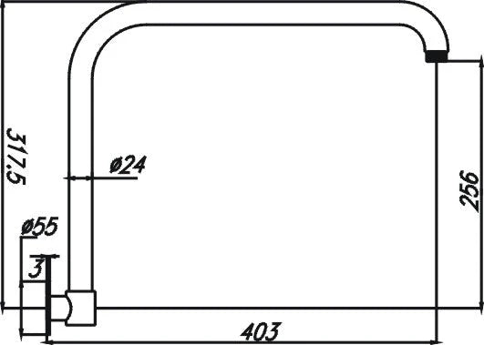 HELLYCAR CHRIS Round L Shape Shower Arm 400mm | Chrome, Brushed Nickel, Matte Black, Rose Gold, Brushed Gun Metal, Brushed Gold