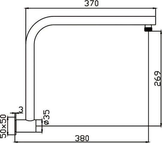 HELLYCAR LIMPID Round Shower Arm 370mm | Chrome, Brushed Nickel, Matte Black, Brushed Gold, Brushed Gun Metal, Rose Gold