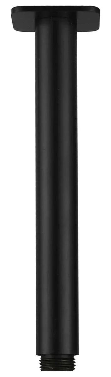 Matte black shower arm, modern bathroom hardware by Secasa Home