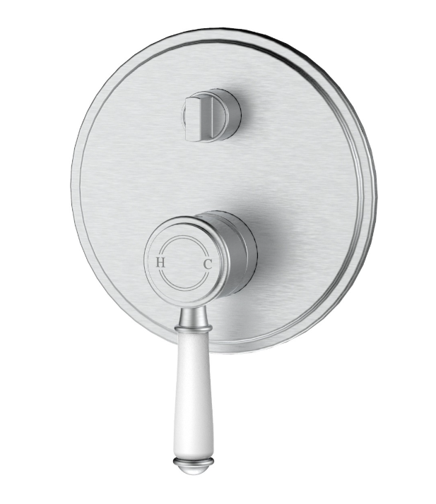 IKON CLASICO Wall Mixer Diverter with Ceramic Handle | Chrome, Brushed Nickel, Matte Black, Brushed Gold