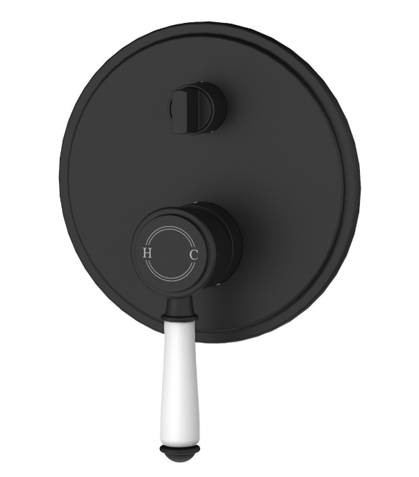 IKON CLASICO Wall Mixer Diverter with Ceramic Handle | Chrome, Brushed Nickel, Matte Black, Brushed Gold