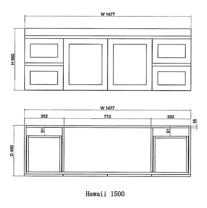 ABS Hawaii Plywood Wall Hung Bathroom Vanity – Matt White Shaker Hampton Style | 600–1500mm