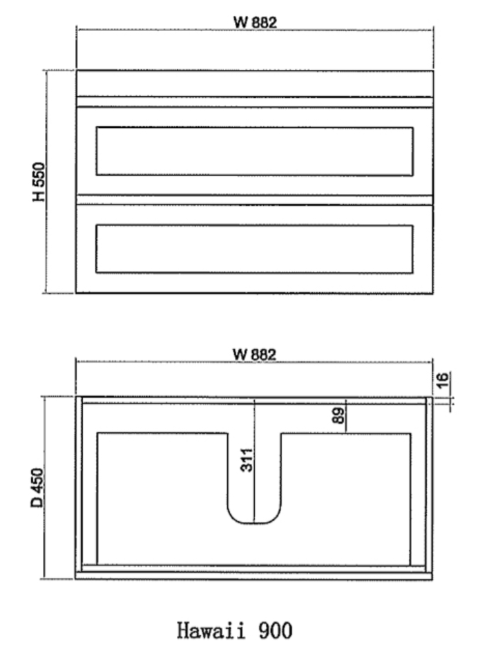 ABS Hawaii Plywood Wall Hung Bathroom Vanity – Matt White Shaker Hampton Style | 600–1500mm