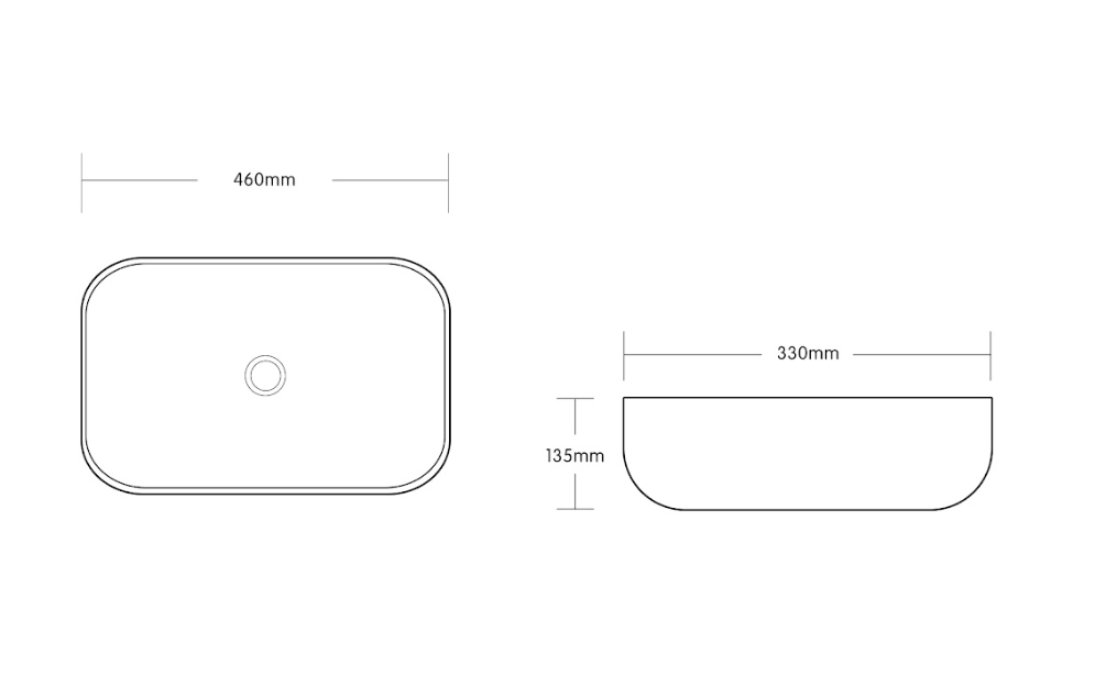 Infinity Rectangle Matte Black Carrara Ceramic Marble Art Basin 460*330*135mm