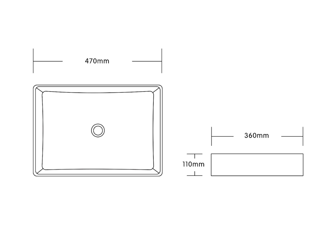 Infinity Rectangle Matte Black Carrara Ceramic Marble Art Basin 470*360*110mm