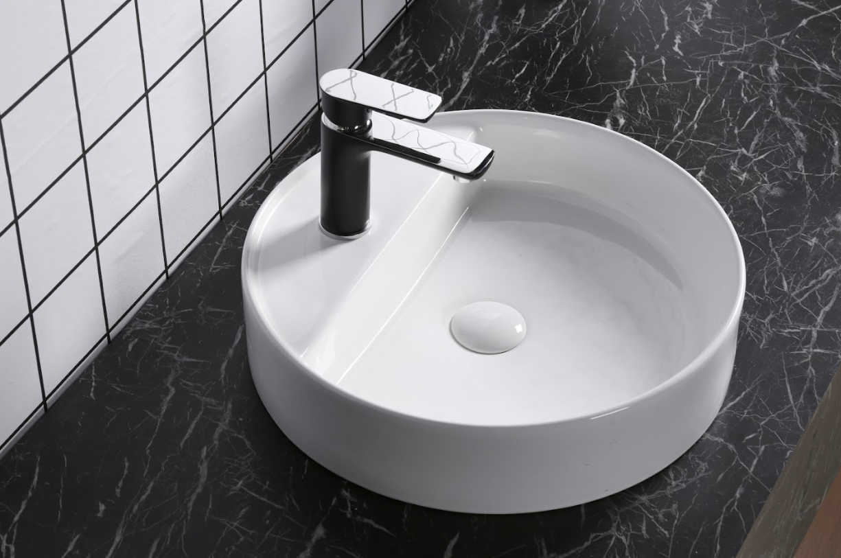 Infinity Gloss White Ceramic Round Above Counter Basin 450*450*110mm